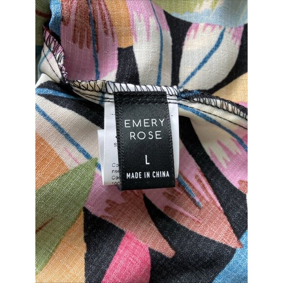 Emery Rose Tropical Leaf Dress Women Large Colorful Vacation Resort Wear Cruise - Picture 3 of 7